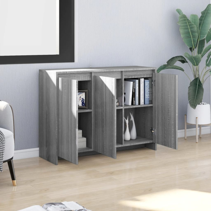 Sideboard Grau Sonoma 102x33x75 cm Holzwerkstoff