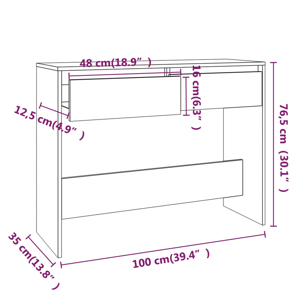 Konsolentisch Räuchereiche 100x35x76,5 cm Holzwerkstoff