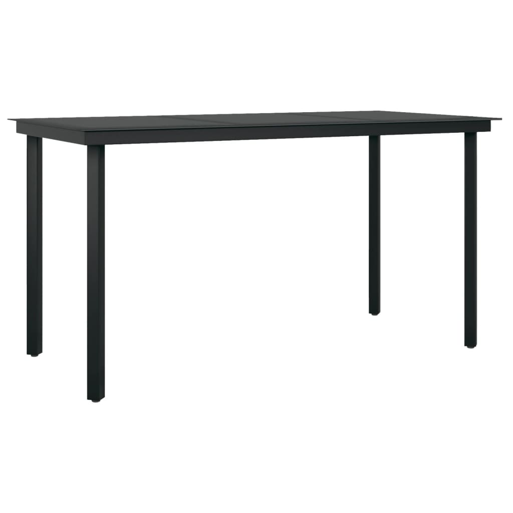 Garten-Esstisch Schwarz 140x70x74 cm Stahl und Glas