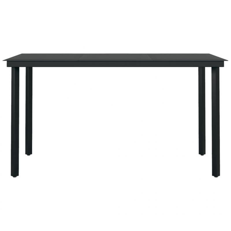 Garten-Esstisch Schwarz 140x70x74 cm Stahl und Glas