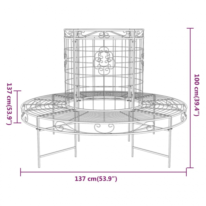 Baumbank Rund Ø137 cm Schwarz Stahl