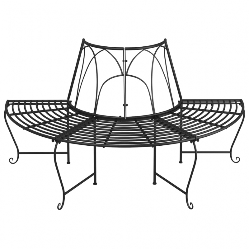 Baumbank Halbrund Ø159 cm Schwarz Stahl
