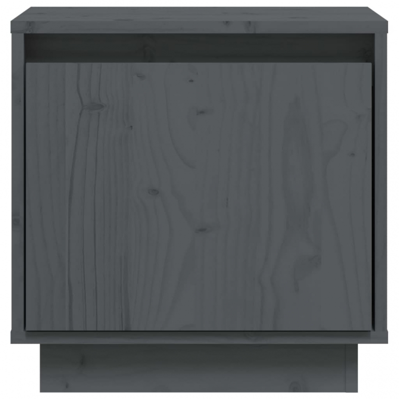 Nachttische 2 Stk. Grau 40x30x40 cm Massivholz Kiefer