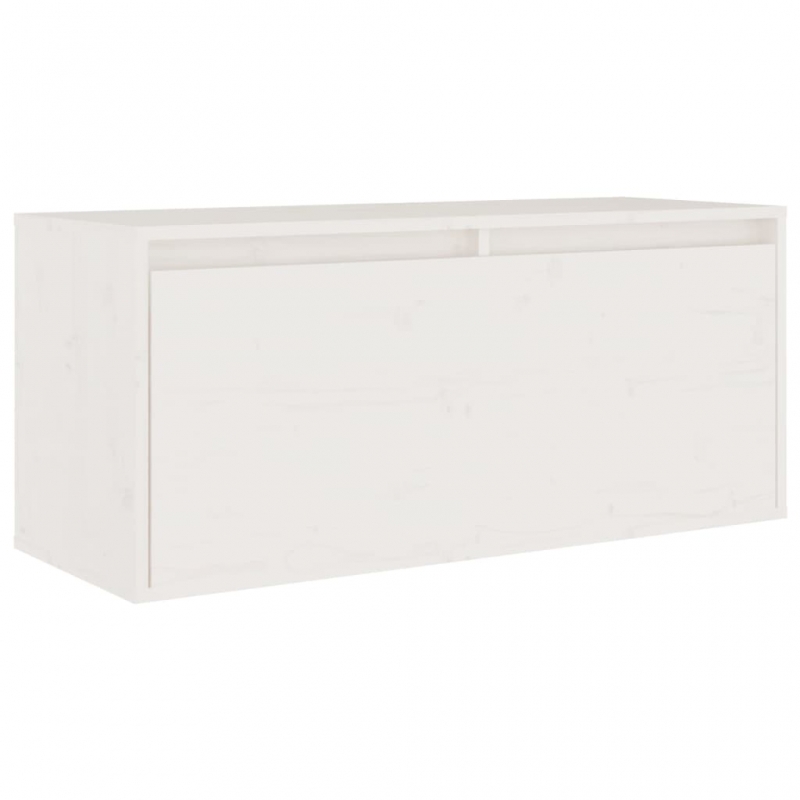 Wandschrank Weiß 80x30x35 cm Massivholz Kiefer
