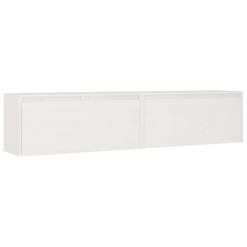 Wandschränke 2 Stk. Weiß 80x30x35 cm Massivholz Kiefer