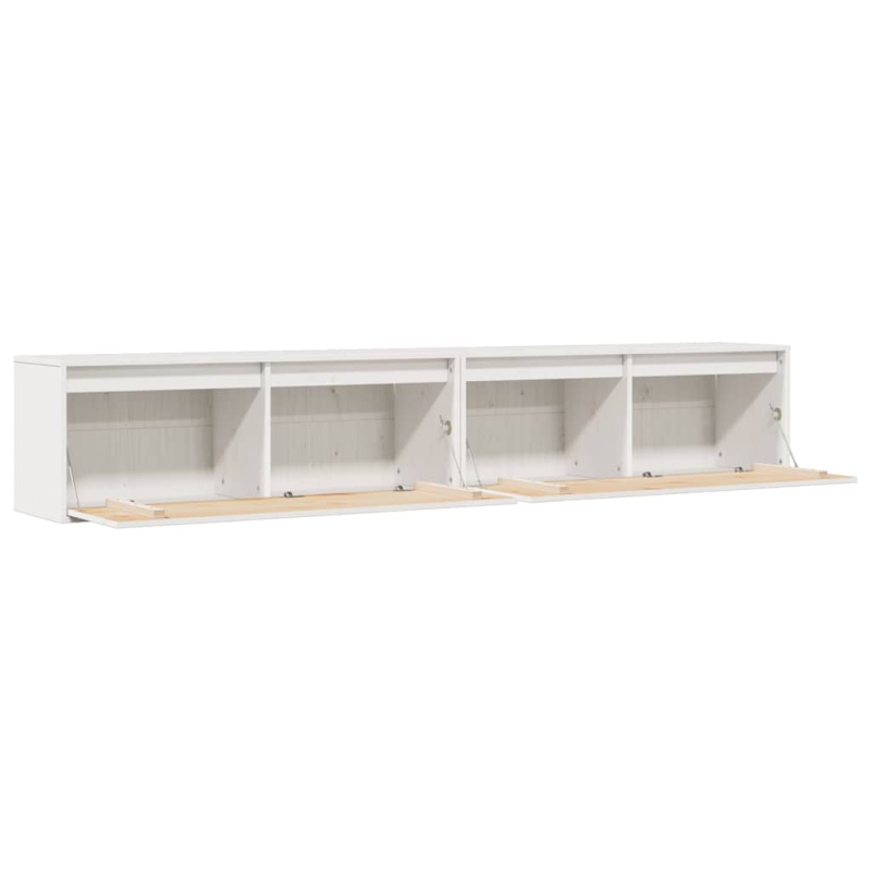 Wandschränke 2 Stk. Weiß 100x30x35 cm Massivholz Kiefer