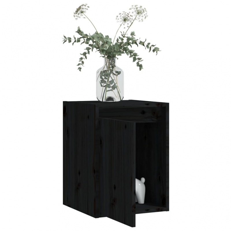 Wandschrank Schwarz 30x30x40 cm Massivholz Kiefer