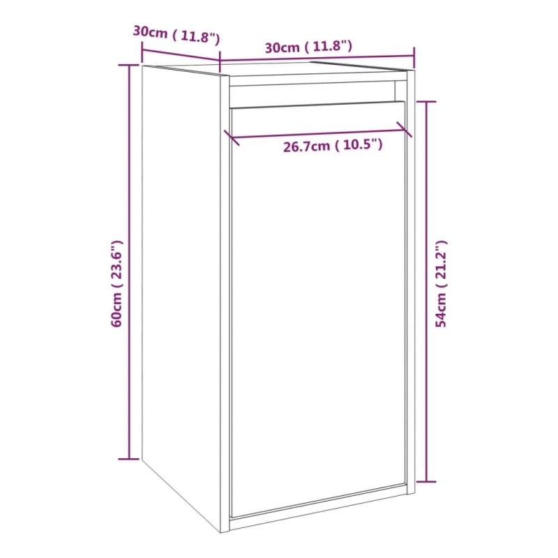 Wandschrank Honigbraun 30x30x60 cm Massivholz Kiefer