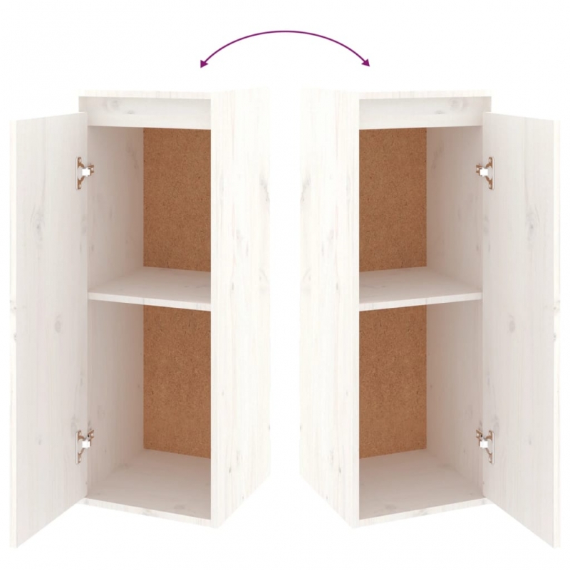 Wandschrank Weiß 30x30x80 cm Massivholz Kiefer