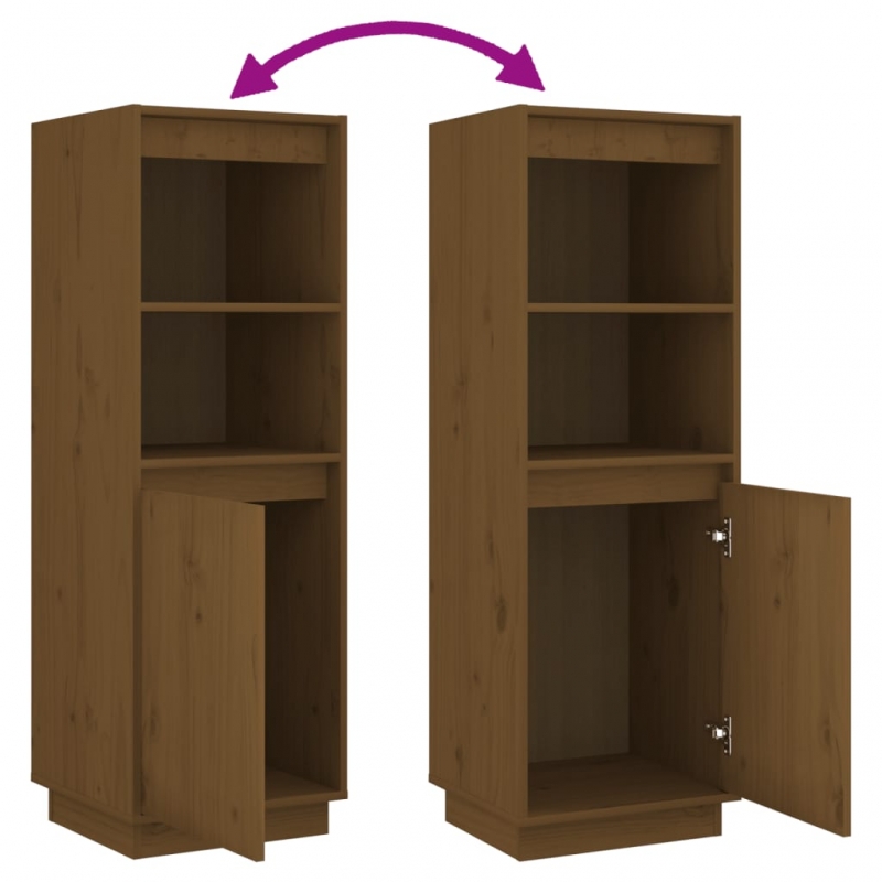 Highboard Honigbraun 37x34x110 cm Massivholz Kiefer