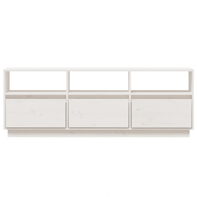 TV-Schrank Weiß 140x37x50 cm Massivholz Kiefer