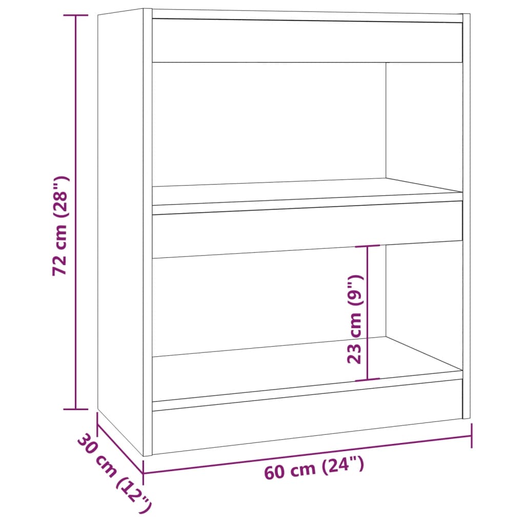 Bücherregal/Raumteiler Sonoma-Eiche 60x30x72 cm