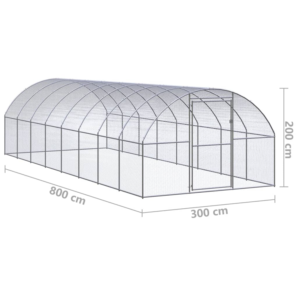 Outdoor-Hühnerstall 3x8x2 m Verzinkter Stahl