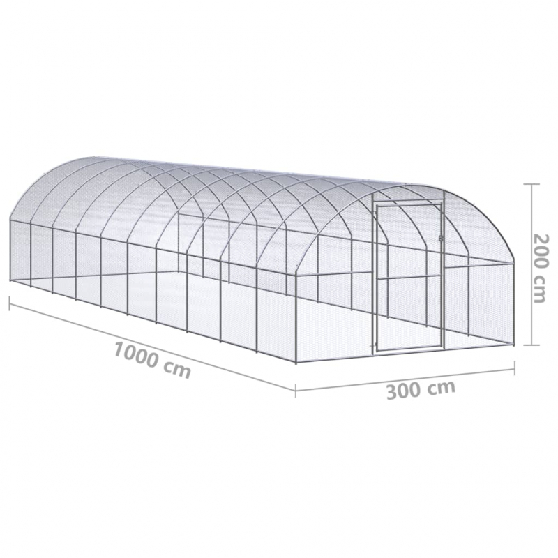 Outdoor-Hühnerstall 3x10x2 m Verzinkter Stahl