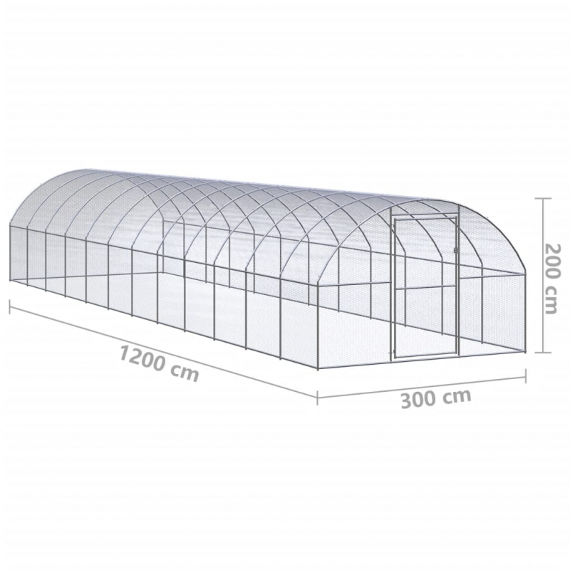 Outdoor-Hühnerstall 3x12x2 m Verzinkter Stahl
