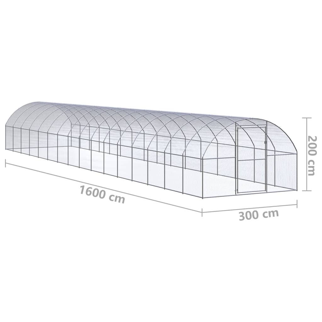 Outdoor-Hühnerstall 3x16x2 m Verzinkter Stahl
