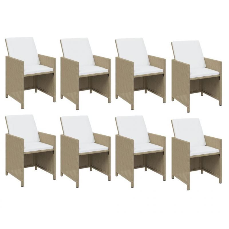 13-tlg. Garten-Essgruppe mit Kissen Poly Rattan Beige