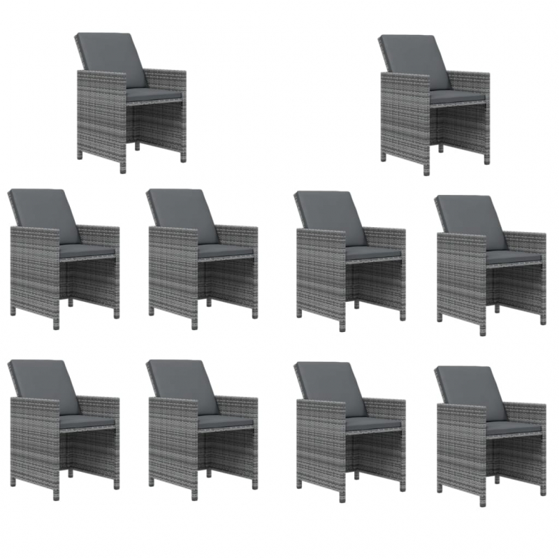 15-tlg. Garten-Essgruppe mit Kissen Poly Rattan Grau