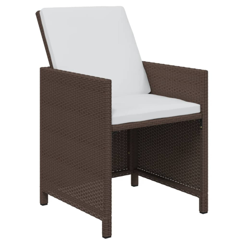 11-tlg. Garten-Essgruppe mit Kissen Poly Rattan Braun