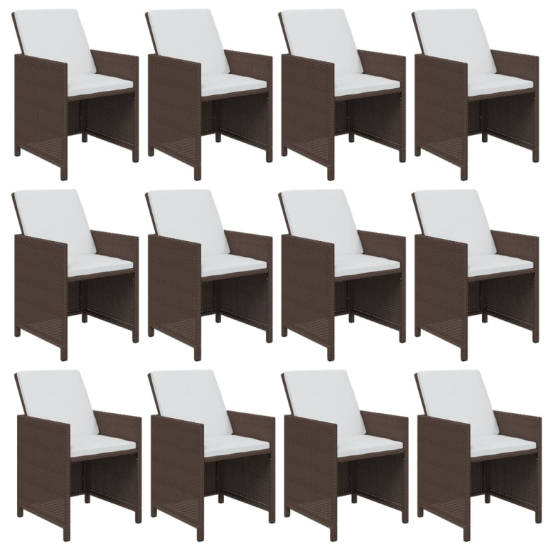 13-tlg. Garten-Essgruppe mit Kissen Poly Rattan Braun