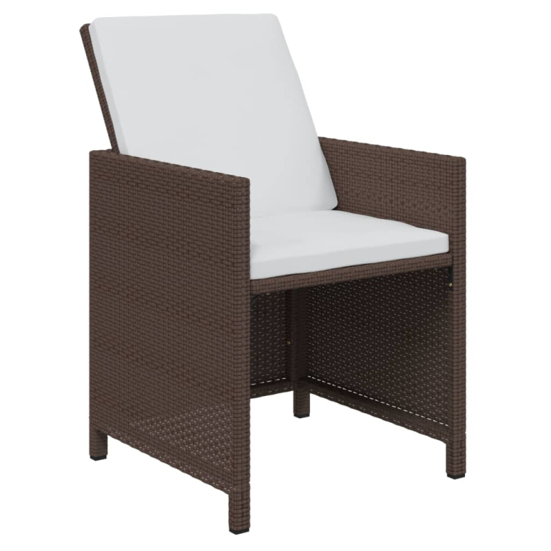 13-tlg. Garten-Essgruppe mit Kissen Poly Rattan Braun