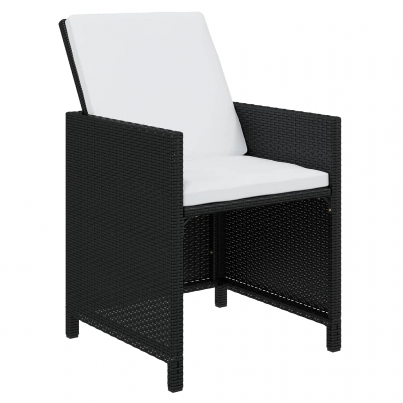 19-tlg. Garten-Essgruppe mit Kissen Poly Rattan Schwarz