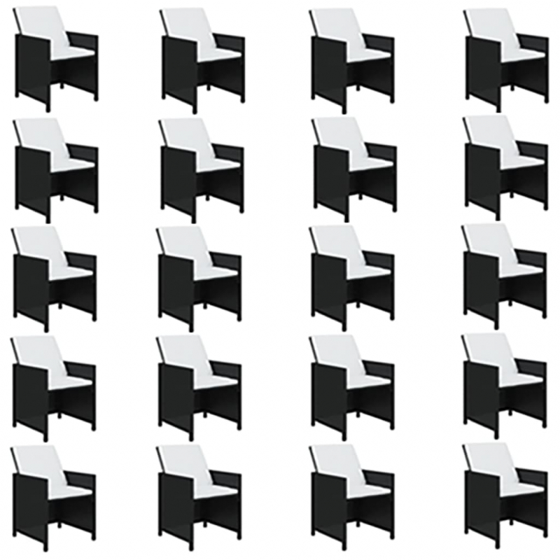 21-tlg. Garten-Essgruppe mit Kissen Schwarz Poly Rattan