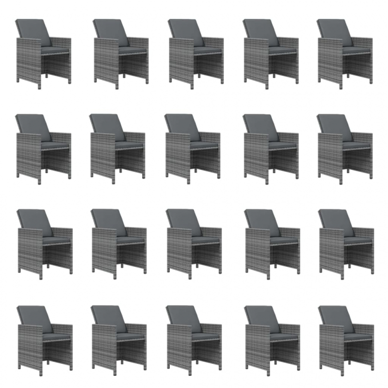 21-tlg. Garten-Essgruppe mit Kissen Poly Rattan Grau