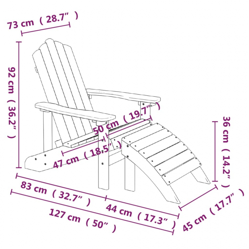 Adirondack-Gartenstuhl mit Hocker & Tisch HDPE Braun