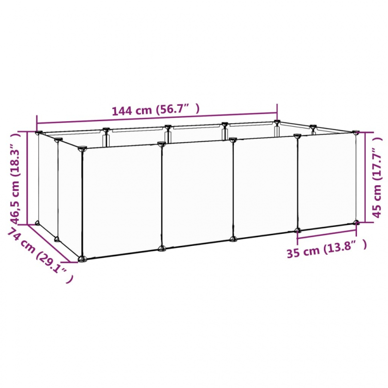 Kleintierkäfig Schwarz 144x74x46,5 cm PP und Stahl