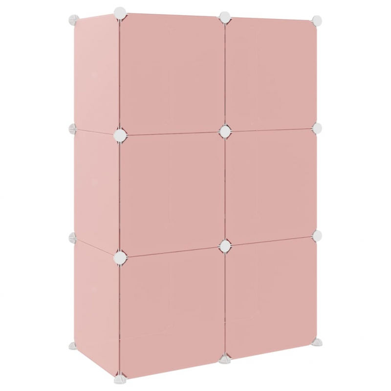 Kinderschrank Modular mit 6 Würfeln Rosa PP