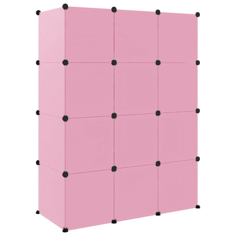 Kinderschrank Modular mit 12 Würfeln Rosa PP