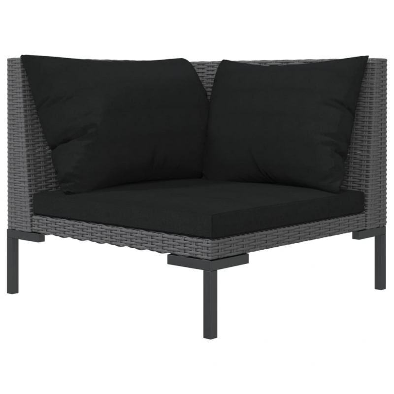 Gartensofa mit Kissen Halbrundes Poly Rattan