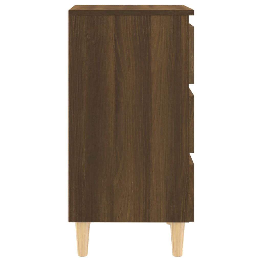 Nachttisch mit Massivholz-Beinen Braun Eichen-Optik 40x35x69 cm