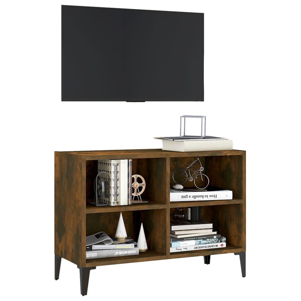 TV-Schrank mit Metallbeinen Räuchereiche 69,5x30x50 cm