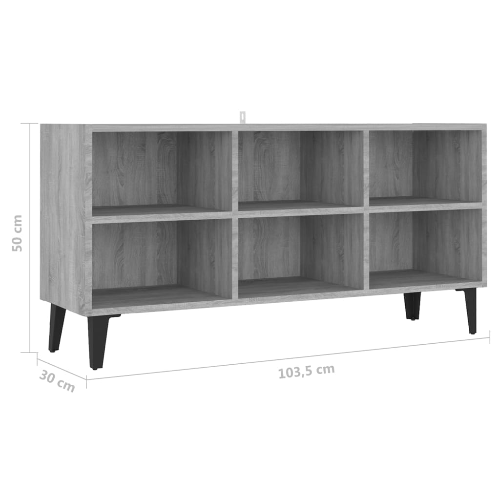 TV-Schrank mit Metallbeinen Grau Sonoma 103,5x30x50 cm