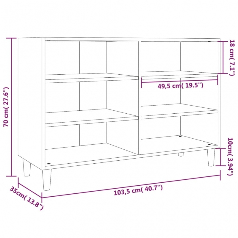 Sideboard Grau Sonoma 103,5x35x70 cm Holzwerkstoff