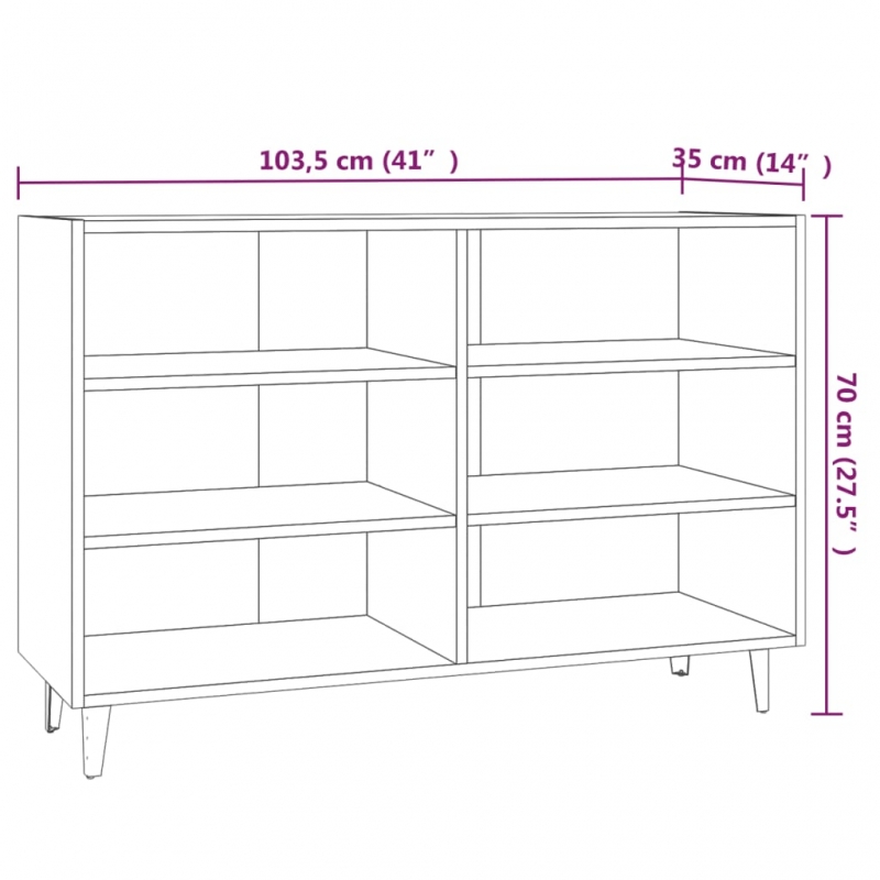 Sideboard Grau Sonoma 103,5x35x70 cm Holzwerkstoff
