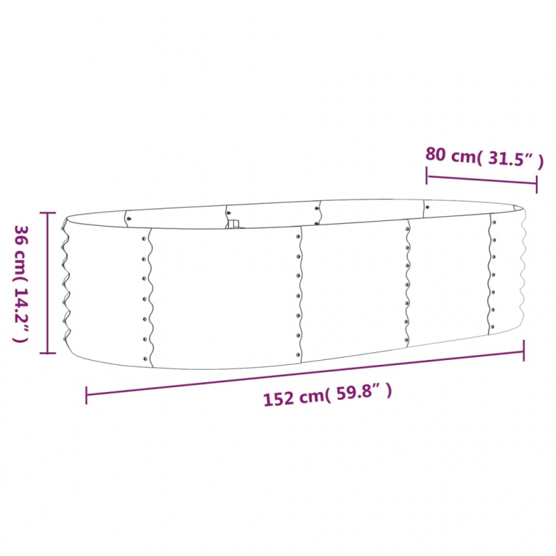 Pflanzkübel Pulverbeschichteter Stahl 152x80x36 cm Grau