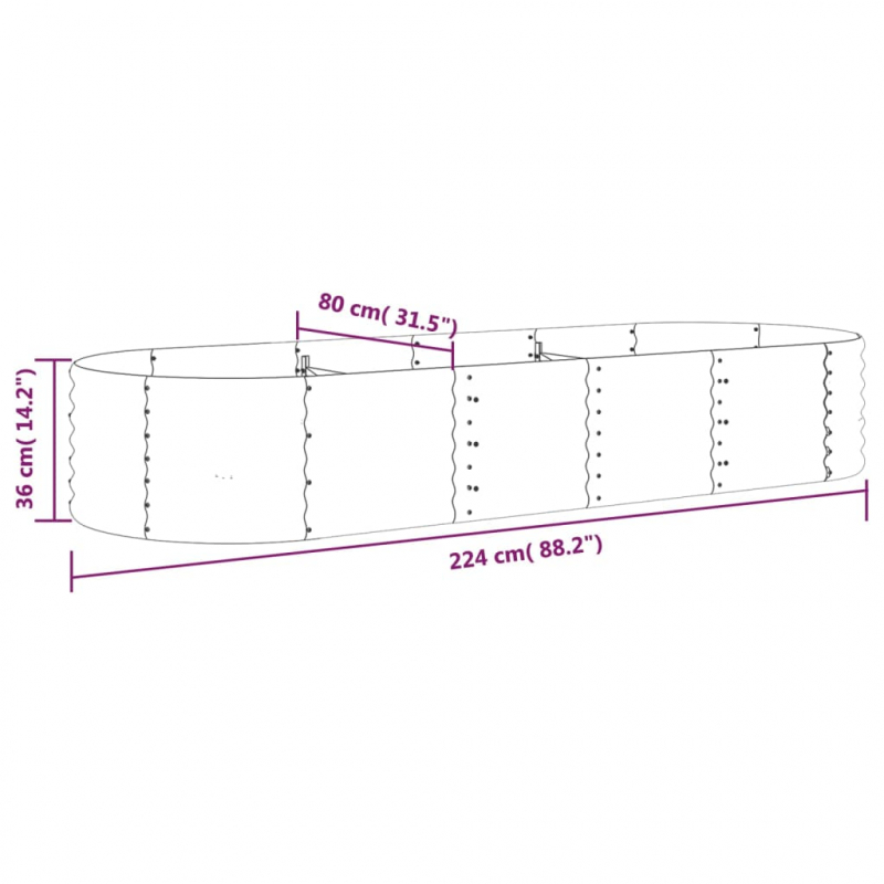 Pflanzkübel Pulverbeschichteter Stahl 224x80x36 cm Grün