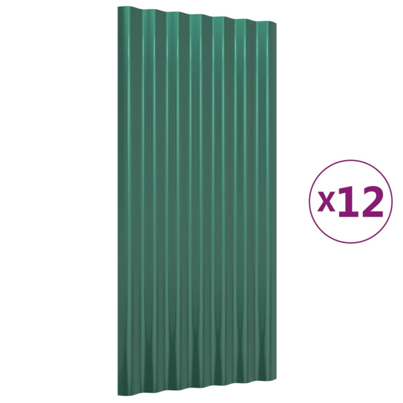 Dachpaneele 12 Stk. Pulverbeschichteter Stahl Grün 80x36 cm