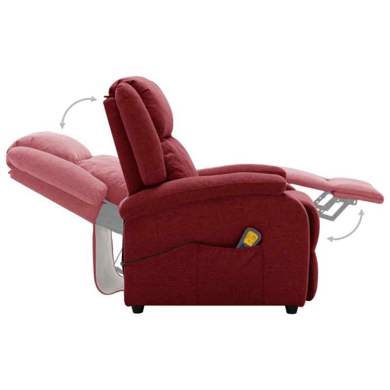 Ohrensessel mit Massagefunktion Weinrot Stoff