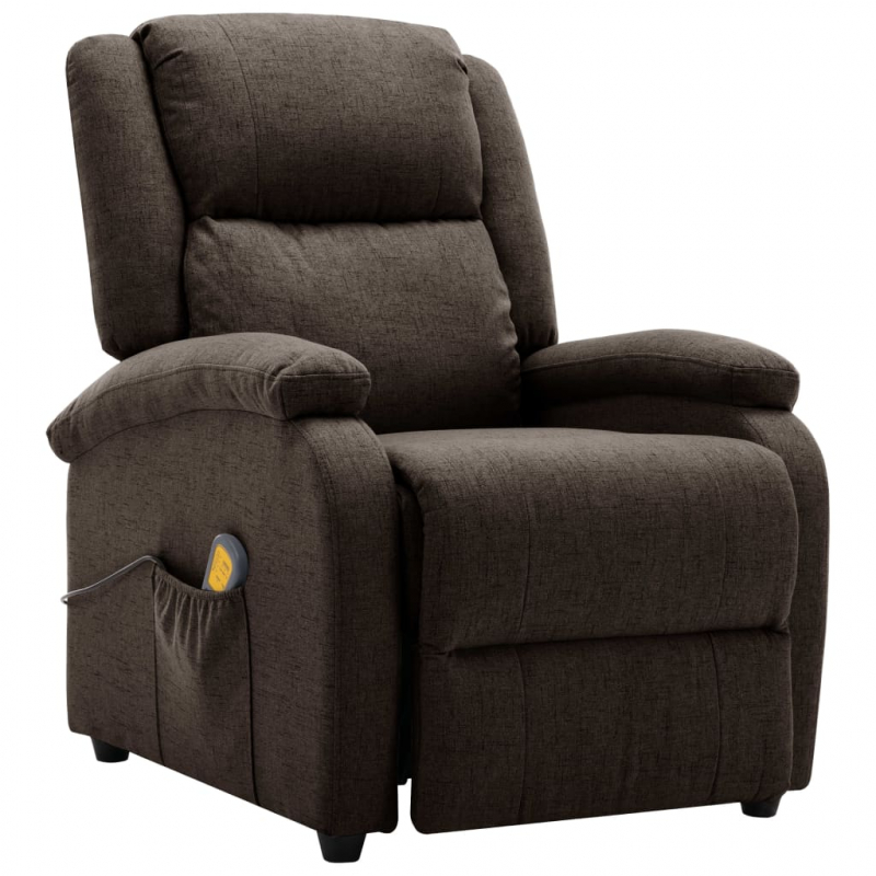 Ohrensessel mit Massagefunktion Dunkelbraun Stoff