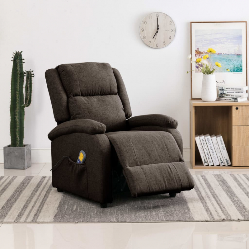 Ohrensessel mit Massagefunktion Dunkelbraun Stoff