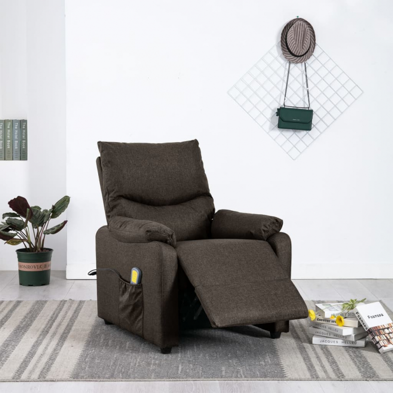 Massagesessel Dunkelbraun Stoff