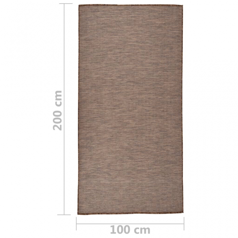 Outdoor-Teppich Flachgewebe 100x200 cm Braun