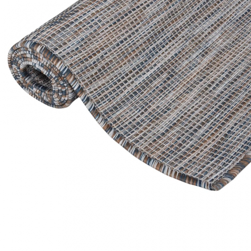 Outdoor-Teppich Flachgewebe 100x200 cm Braun und Blau