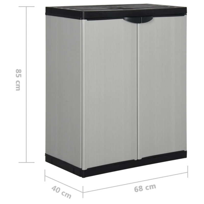 Garten-Lagerschrank mit 1 Boden Grau und Schwarz 68x40x85 cm