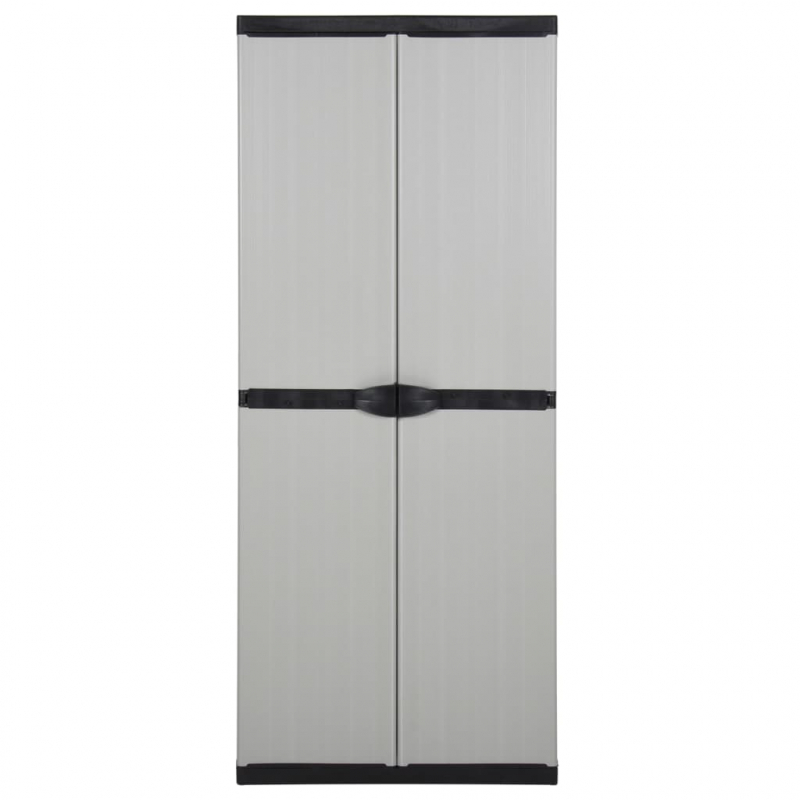 Garten-Lagerschrank mit 3 Böden Grau & Schwarz 68x40x168 cm