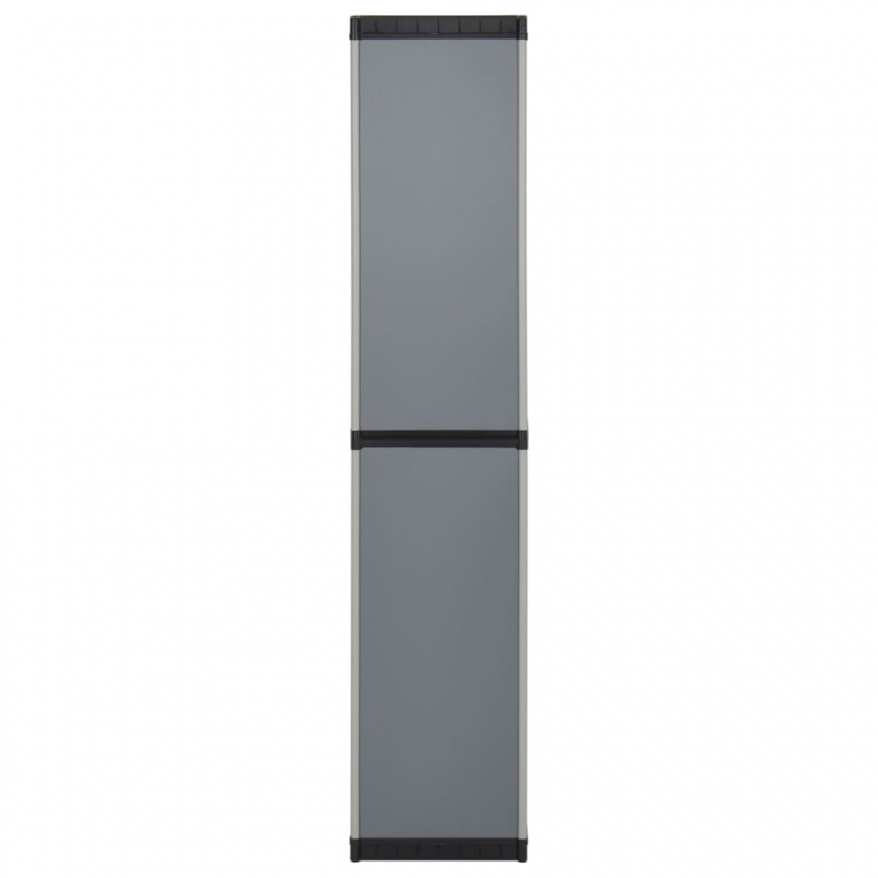 Garten-Lagerschrank mit 3 Böden Grau & Schwarz 34x40x168 cm